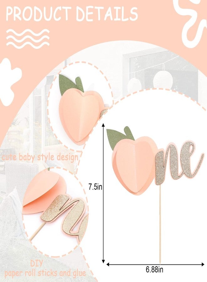 TERJIO Sweet Peach Cake Topper - Peach-Themed Birthday Party Decor for Girls, 1st Birthday Cake Decoration, Glitter Peach Cake Topper, Fruit-Themed Smash Cake Photo Prop - Image 2